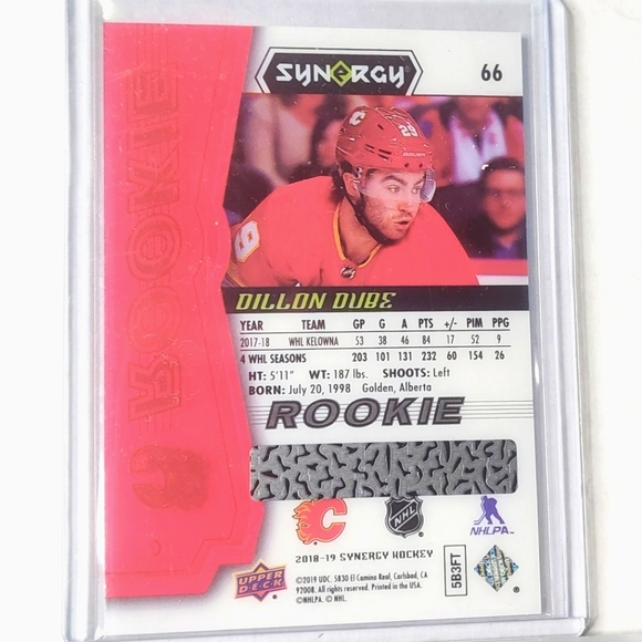 Dillan Dube 2018/19 Calgary Flames Rookie Card Synergy Hockey - Picture 2 of 2
